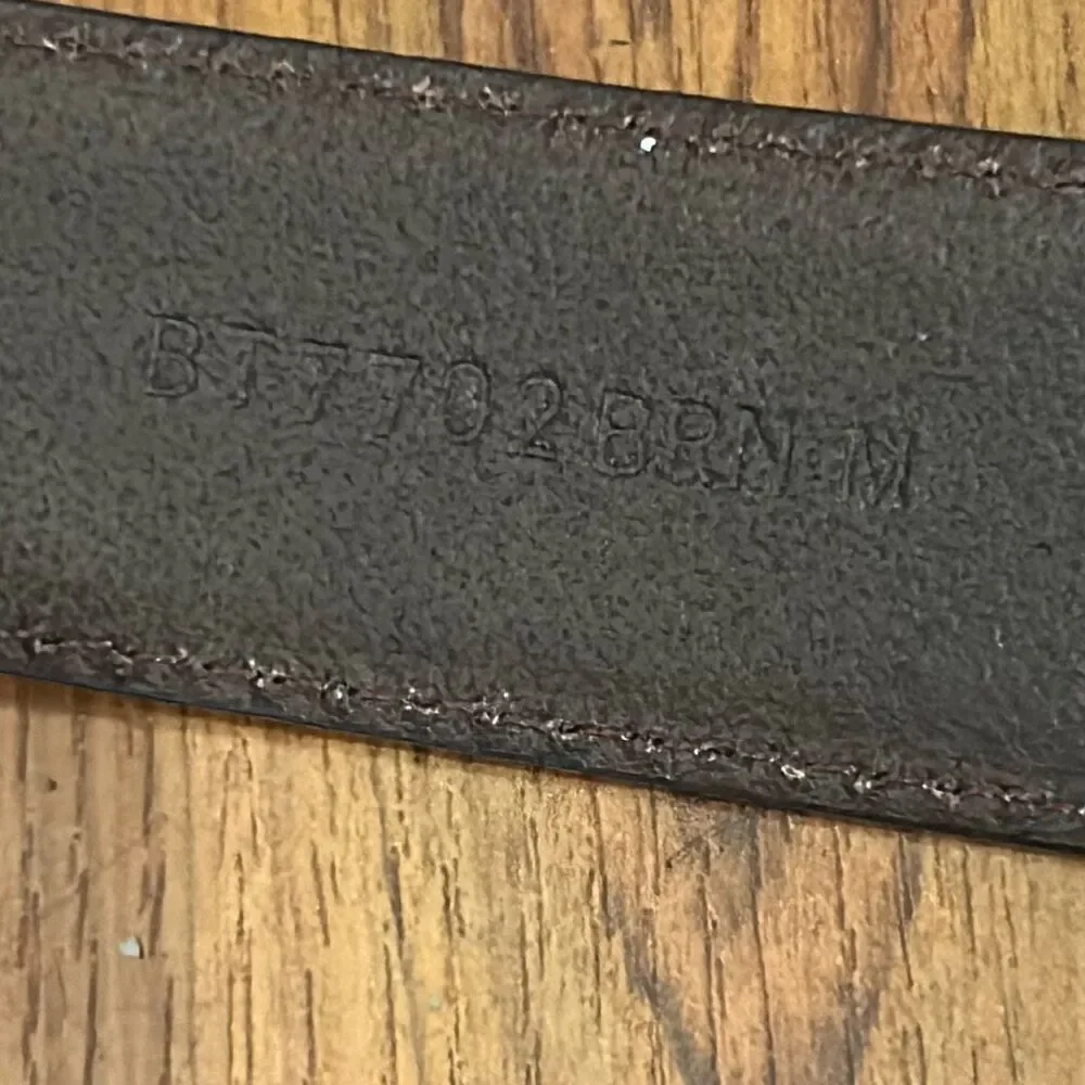 Fossil brown leather belt with silver buckle filigree hardware belt